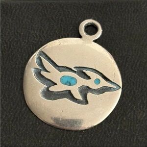 Sterling Silver Roadrunner Pendant with Turquoise Inlay